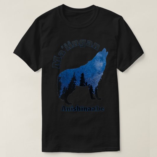 Maiingan Anishinaabe Ojibwe Chippewa Taal Wolf T-shirt (Design voorkant)