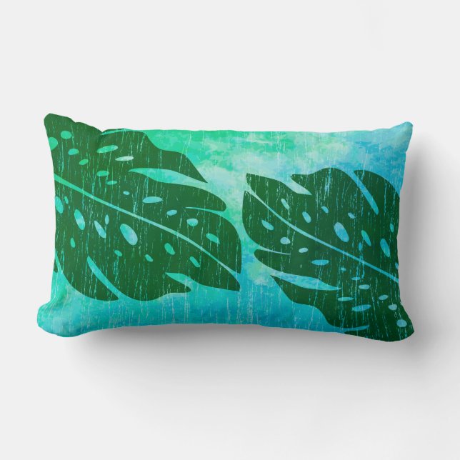 Maikai Hawaiaanse Monstera Blad Tie-Dye Blend Kussen (Voorkant)