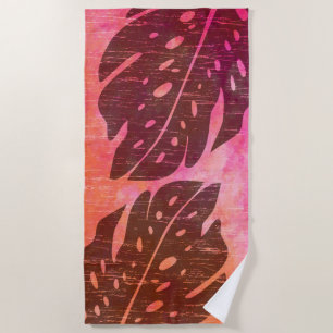 Maikai Hawaïaanse Monstera Blad Tie-Dye Blend Oran Strandlaken