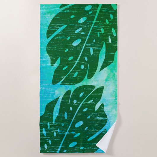 Maikai Hawaiian Monstera Leaf Stropdas-Dye Blend G Strandlaken (Voorkant)