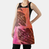 Maikai Hawaiian Monstera Leaf Stropdas-Dye Fuchsia Schort (Insitu)