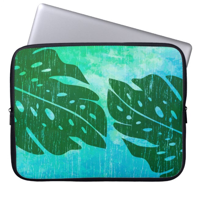 Maikai Hawaiian Monstera Leaf Stropdas-Dye Wetsuit Laptop Sleeve (Voorkant)