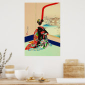Maiko en Golden Pavilion Hasegawa Sadanobu III Poster (Keuken)