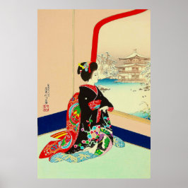 Maiko en Golden Pavilion Hasegawa Sadanobu III Poster
