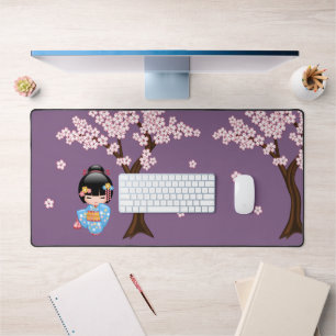 Maiko Kokeshi Doll - Blue Kimono Geisha Girl Bureaumat