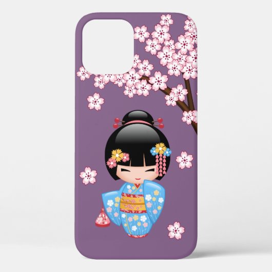 Maiko Kokeshi Doll - Blue Kimono Geisha Girl Case-Mate iPhone Case (Achterkant)