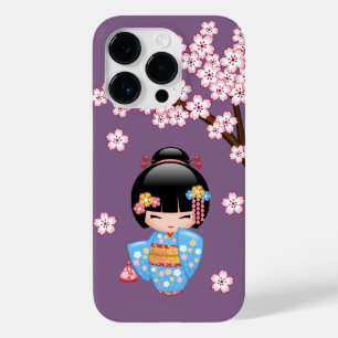 Maiko Kokeshi Doll - Blue Kimono Geisha Girl Case-Mate iPhone 14 Pro Hoesje