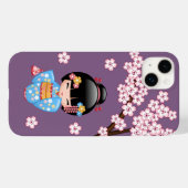 Maiko Kokeshi Doll - Blue Kimono Geisha Girl Case-Mate iPhone Case (Achterkant (horizontaal))