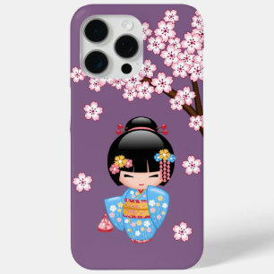 Maiko Kokeshi Doll - Blue Kimono Geisha Girl iPhone 15 Pro Max Hoesje