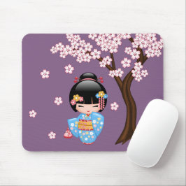 Maiko Kokeshi Doll - Blue Kimono Geisha Girl Muismat
