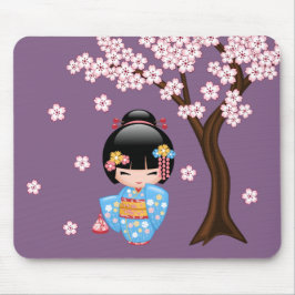 Maiko Kokeshi Doll - Blue Kimono Geisha Girl Muismat