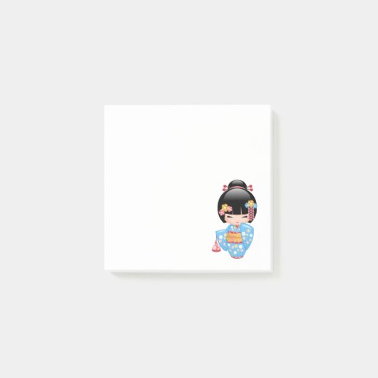 Maiko Kokeshi Doll - Blue Kimono Geisha Girl Post-it® Notes (Voorkant)