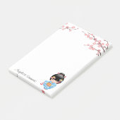 Maiko Kokeshi Doll - Blue Kimono Geisha Girl Post-it® Notes (Schuin)