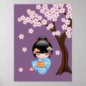 Maiko Kokeshi Doll - Blue Kimono Geisha Girl Poster (Voorkant)