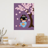 Maiko Kokeshi Doll - Blue Kimono Geisha Girl Poster (Keuken)