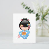 Maiko Kokeshi Doll - Cute Geisha Girl Briefkaart (Staand voorkant)