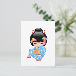 Maiko Kokeshi Doll - Cute Geisha Girl Briefkaart