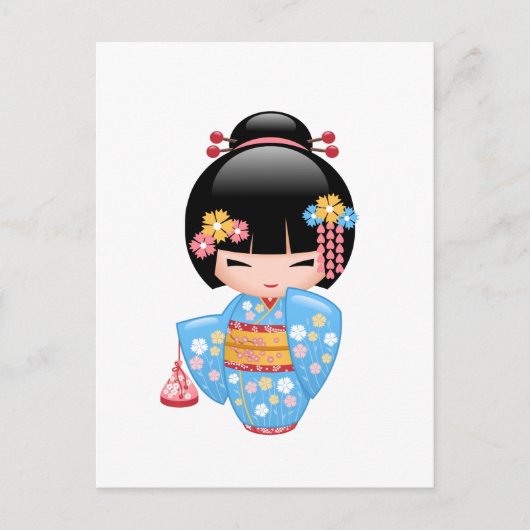 Maiko Kokeshi Doll - Cute Geisha Girl Briefkaart (Voorkant)