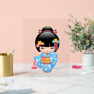 Maiko Kokeshi Doll - Cute Japanese Geisha Girl Acryl Bord