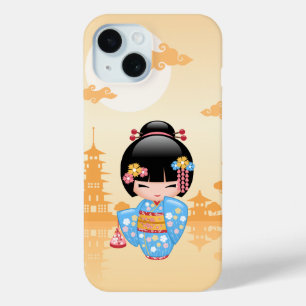Maiko Kokeshi Doll - Cute Japanese Geisha Girl iPhone 15 Case