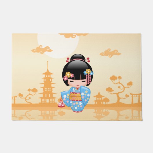 Maiko Kokeshi Doll - Cute Japanese Geisha Girl Deurmat (Voorkant)