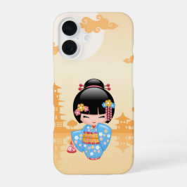 Maiko Kokeshi Doll - Cute Japanese Geisha Girl iPhone 16 Hoesje
