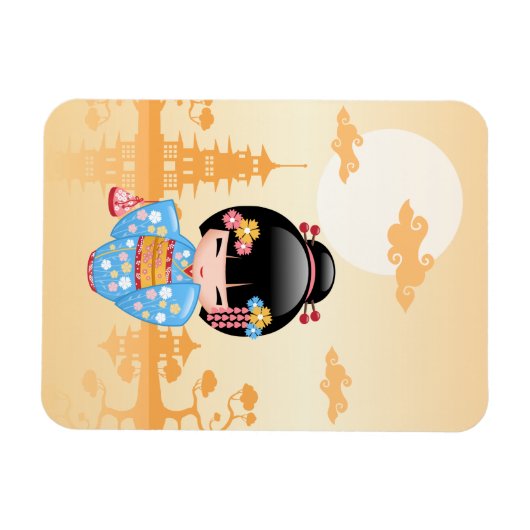 Maiko Kokeshi Doll - Cute Japanese Geisha Girl Magneet (Horizontaal)