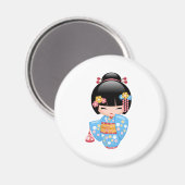 Maiko Kokeshi Doll - Cute Japanese Geisha Girl Magneet (Voorkant / Achterkant)