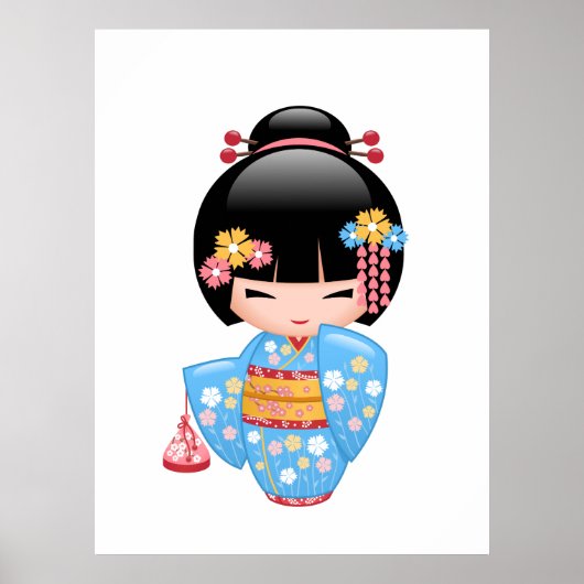 Maiko Kokeshi Doll - Cute Japanese Geisha Girl Poster (Voorkant)