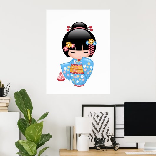 Maiko Kokeshi Doll - Cute Japanese Geisha Girl Poster (Thuiskantoor)