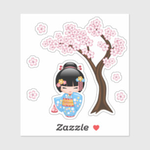 Maiko Kokeshi Doll - Cute Japanese Geisha Girl Sticker