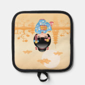 Maiko Kokeshi Doll Schattige Geisha Girl Yellow Pannenlap (Voorkant)