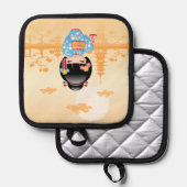 Maiko Kokeshi Doll Schattige Geisha Girl Yellow Pannenlap (Voorkant / Achterkant)