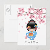 Maiko Kokeshi Pop - Lieve Geisha Dank Je Briefkaart (Voorkant / Achterkant)