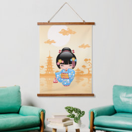 Maiko Kokeshi Pop - Schattige Japanse Geisha Meisj Hangend Wandkleed