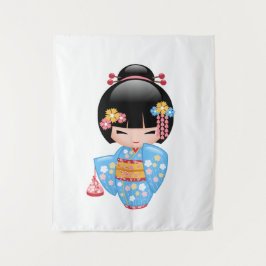 Maiko Kokeshi Pop - Schattige Japanse Geisha Meisj Wandkleed
