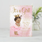 Mail Baby shower Roze Goud Etnische Prinses Tutu Kaart (Staand voorkant)