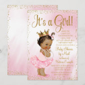 Mail Baby shower Roze Goud Etnische Prinses Tutu Kaart (Voorkant / Achterkant)