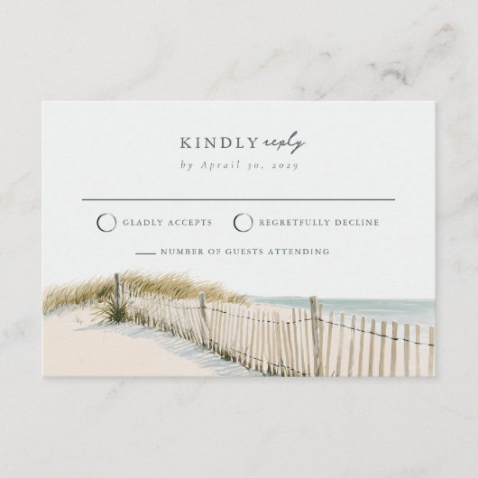 Mail Back Cape Cod Duin Kust Trouw RSVP Kaart (Voorkant)