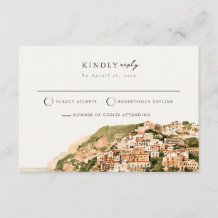 Mail Back Positano Amalfi-kust Italië RSVP-kaart Informatiekaartje