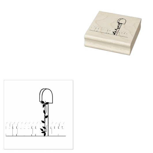 Mail Box en Picket Fence Wood Art Stamp Rubberstempel (Gestempeld)