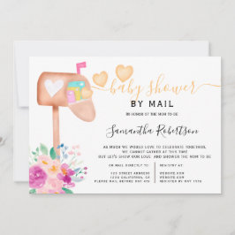 Mail box floral waterverf baby shower per post kaart