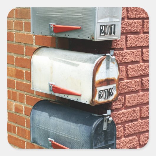 MAIL BOX POST BOX POSTCROSSING VIERKANTE STICKER (Voorkant)