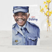 Mail Carrier African American Male Birthday Kaart (Gele Bloem)
