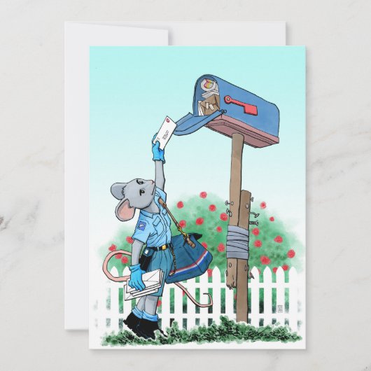 Mail Carrier Cartoon Mouse Bedankkaart (Voorkant)