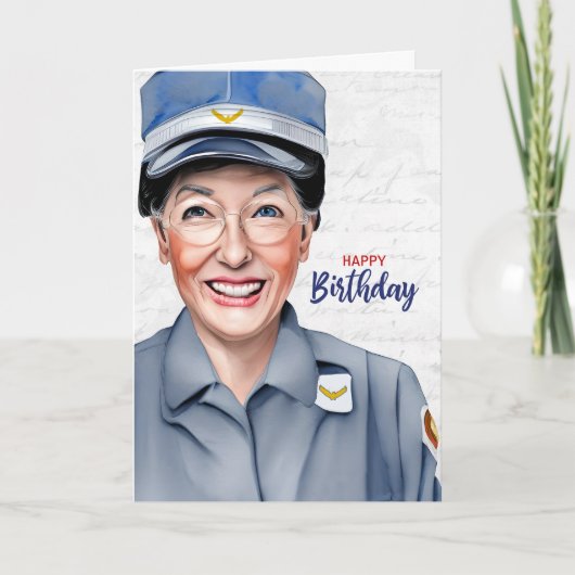 Mail Carrier Caucasian Female Postal Birthday Kaart (Voorkant)