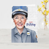 Mail Carrier Caucasian Female Postal Birthday Kaart (Gele Bloem)