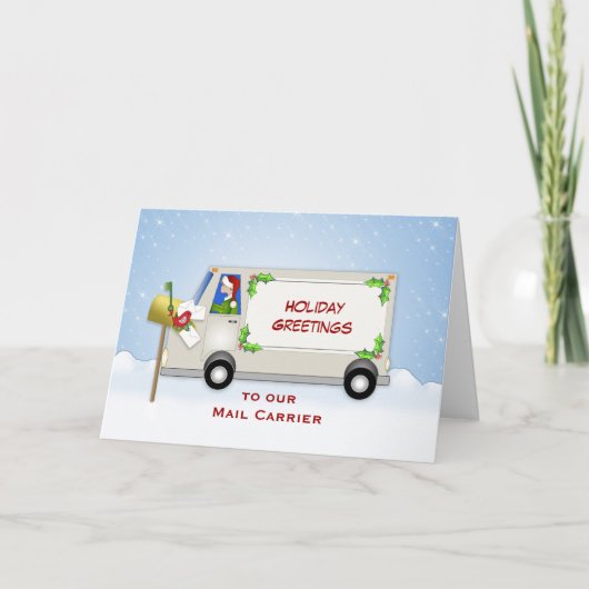 Mail Carrier Christmas Kaart-Mail Truck-Mail Box Feestdagen Kaart (Voorkant)
