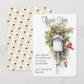 Mail Carrier Christmas Mailbox Dank u kaart (Voorkant / Achterkant)