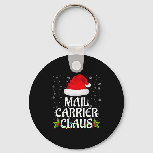 Mail Carrier Claus Christmas Lights Pajama Family Sleutelhanger (Voorkant)